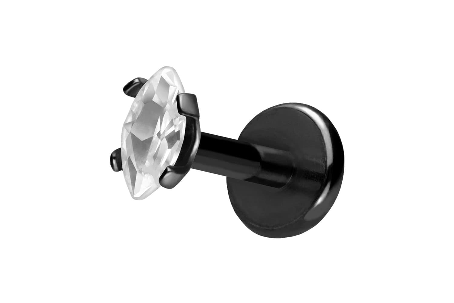 Titan Labret Piercing mit Push Fit EINGEFASSTER KRISTALLTROPFEN